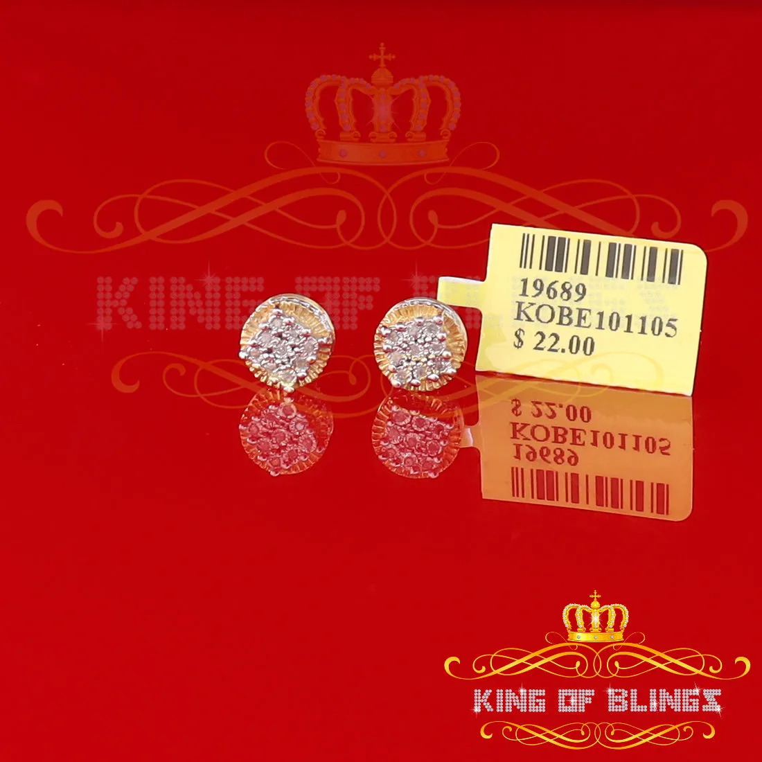 0.10ct Diamond 925 Sterling Silver Yellow For Men's & Women's Stud Round Earring