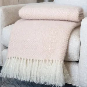 Blush Pink Handwoven Mohair Throw