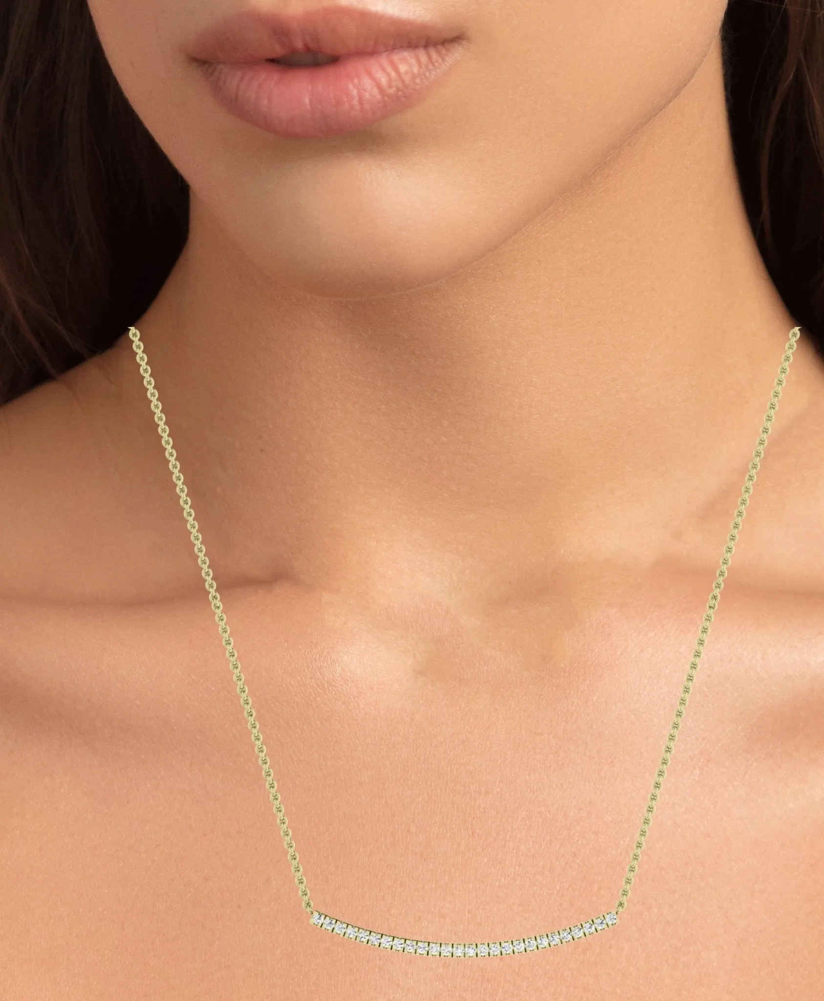 Evergreen Round Bar Moissanite Accented Necklace