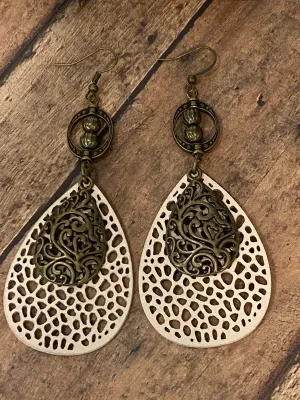 FAUX Leather Bronze Earrings (EA0077)
