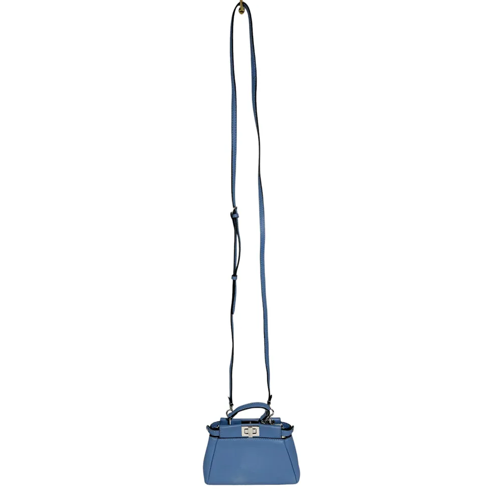 FENDI Micro Peekaboo Selleria Blue With Strap LHQ265