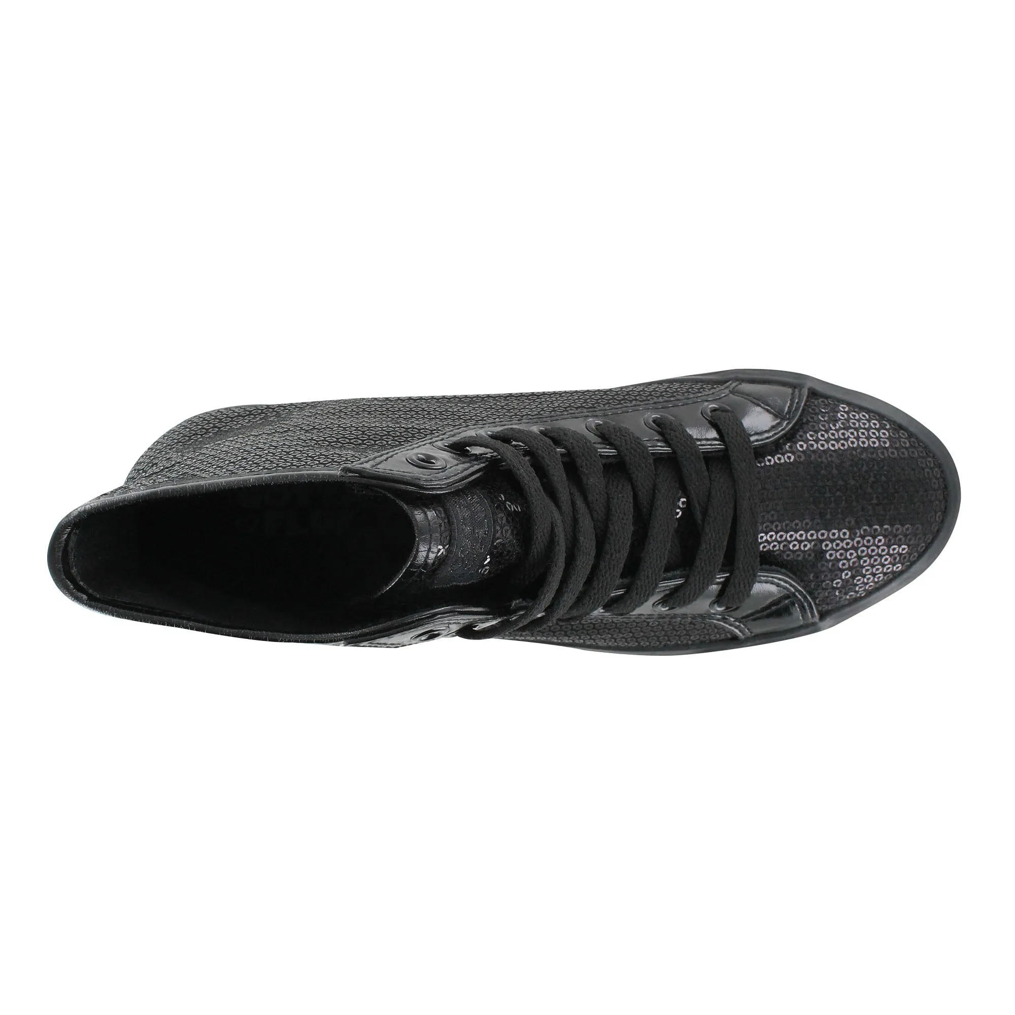 Gotta Flurt Girl's Disco II Hi Black/Black Sequin Hip Hop Dance Sneaker