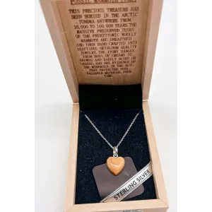 Heart Mammoth Ivory Sterling Silver Pendant 12mm