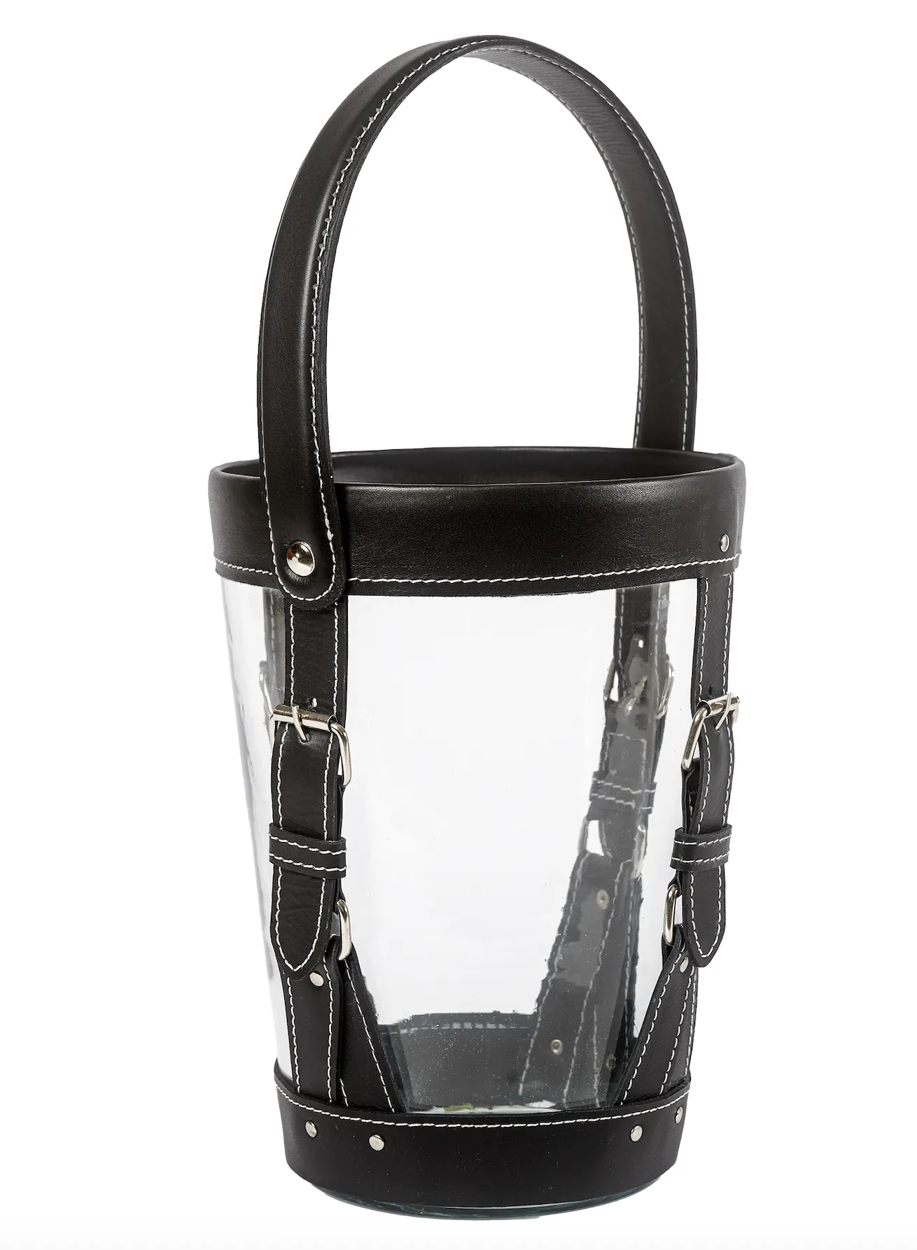 Lantern with Genuine Black Leather Details