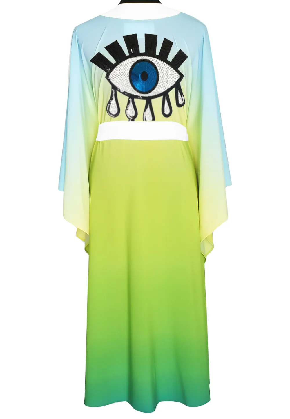 Monochrome Ombre - Freedom Kimono Evil Eye (Off-White) - Long