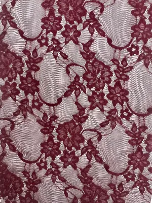 NYLON FLORAL STRETCHED LACE KNIT<br><h6>40X-BURGUNDY<br>LACE3-DT</h6>