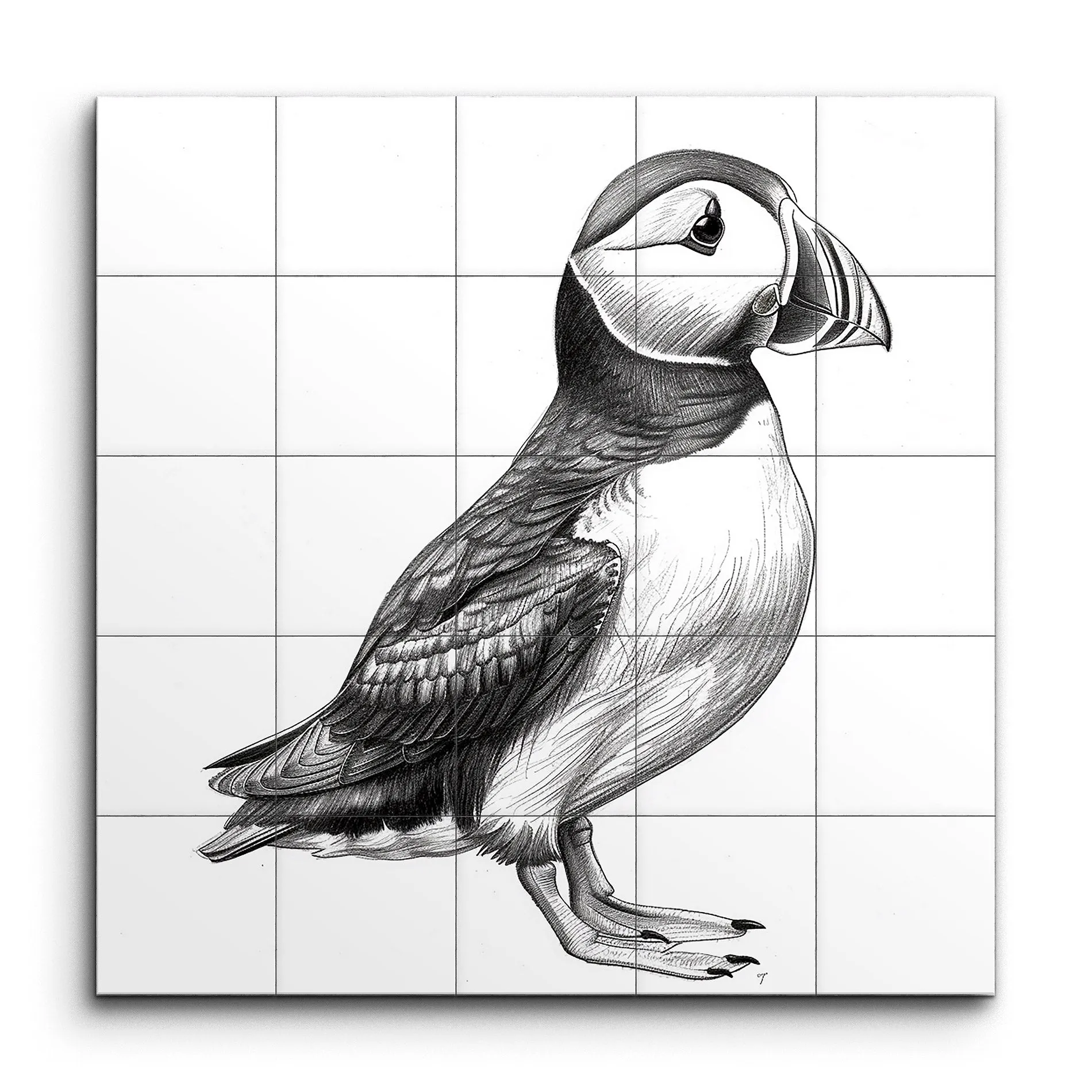 Puffin Elegance: Monochrome Masterpiece