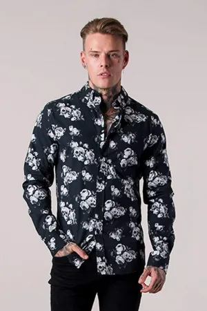 Rose Longsleeve Men's Shirt - Black
