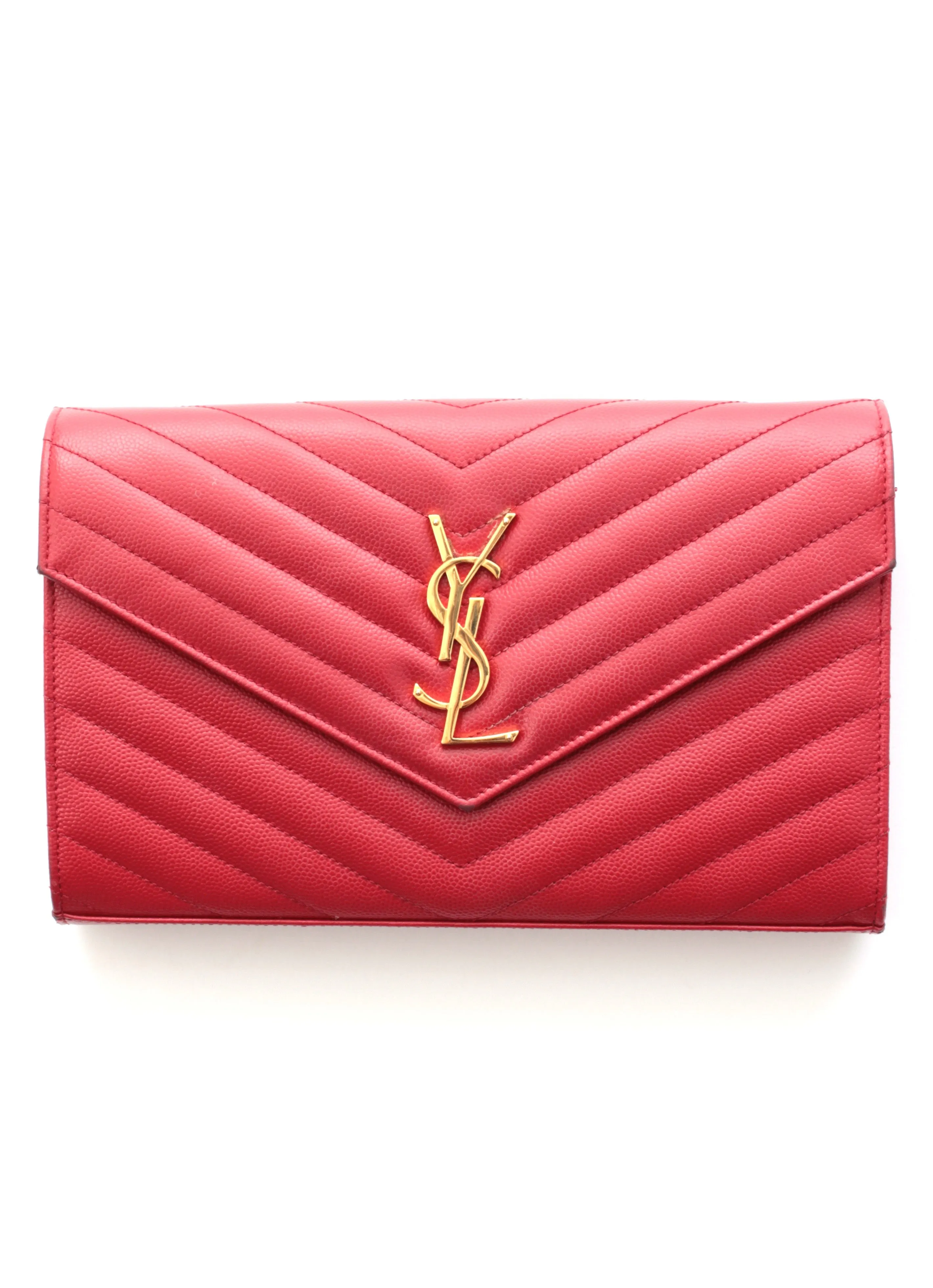 Saint Laurent Monogram Chain Wallet Bag in Matelasse Leather