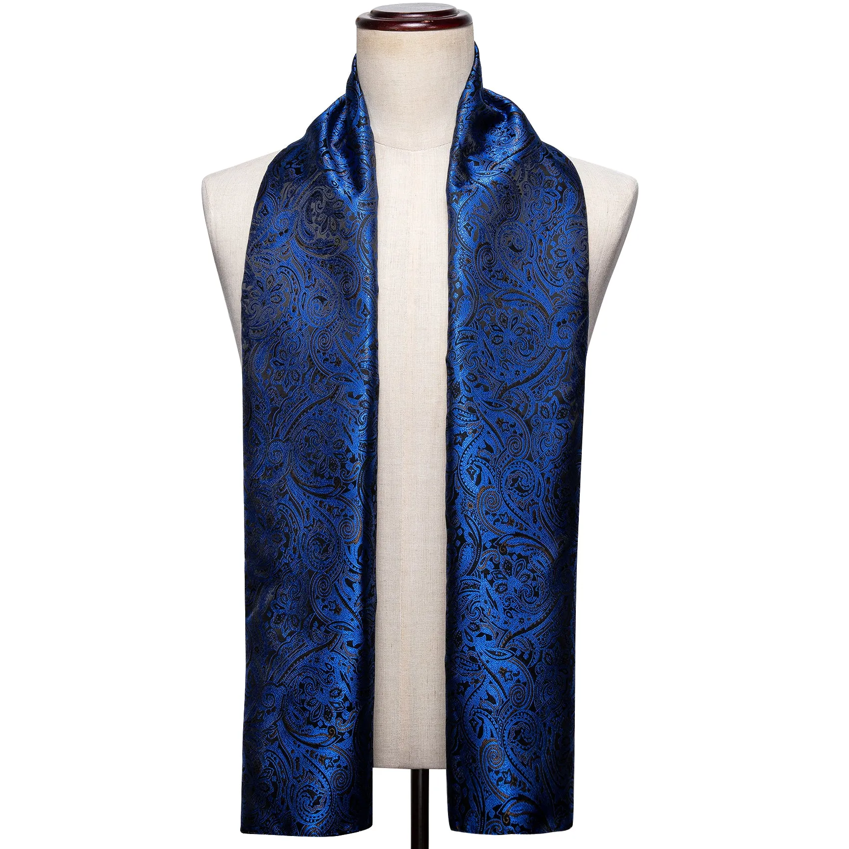 Shining Blue Paisley Men's Silk Scarf