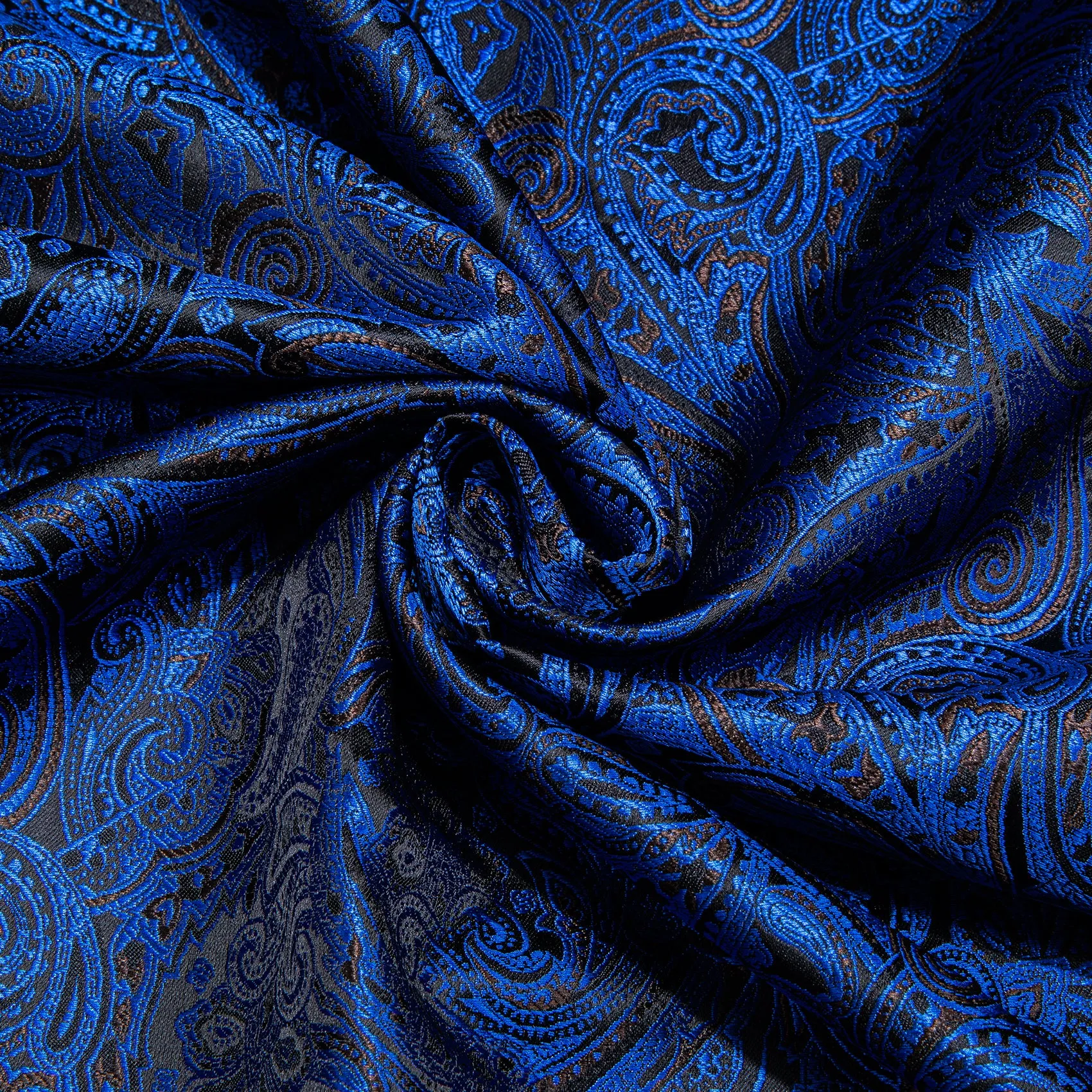 Shining Blue Paisley Men's Silk Scarf
