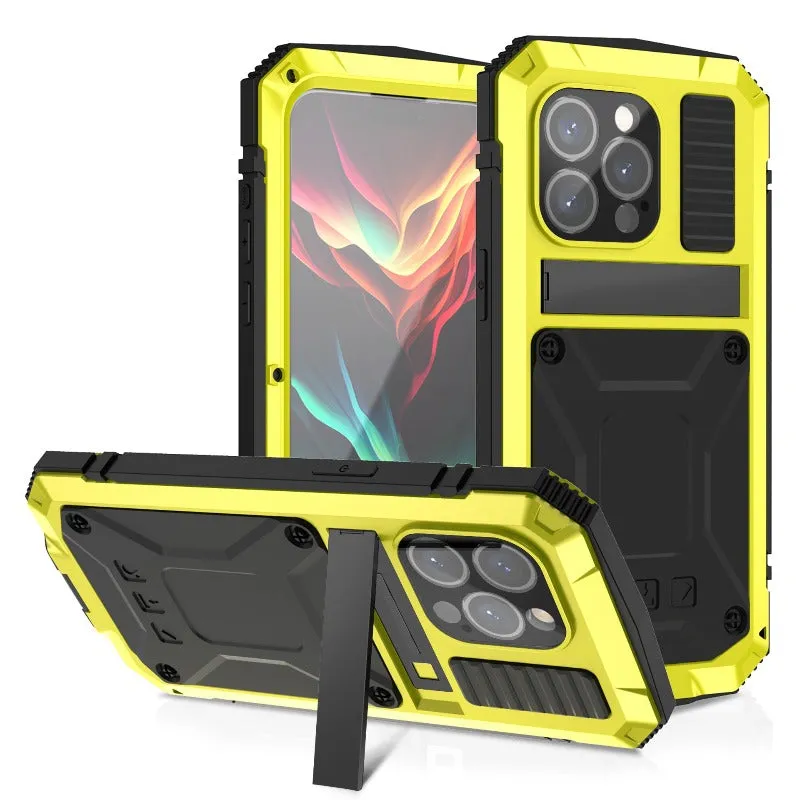 with Kickstand Military Heavy Duty Hard Phone Case Built in Screen for iPhone