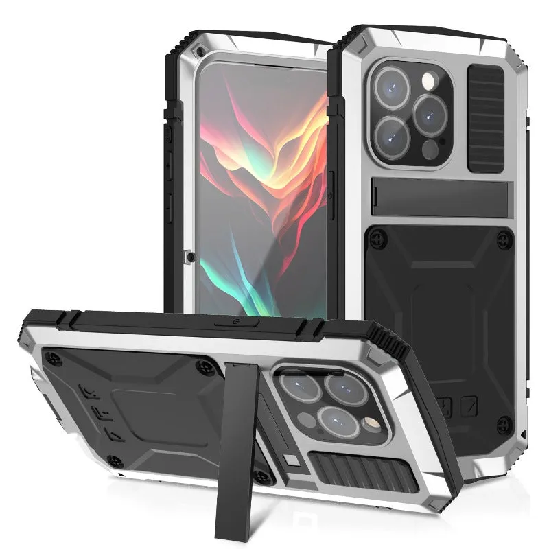 with Kickstand Military Heavy Duty Hard Phone Case Built in Screen for iPhone